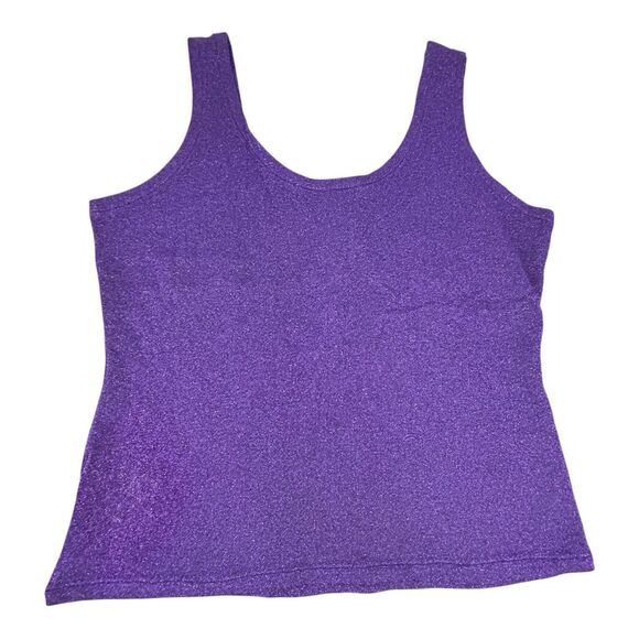 Louie Bernard Vtg Set Tank Top & Pull-on Pants Purple Sparkle High Waist Size L - Picture 12 of 16